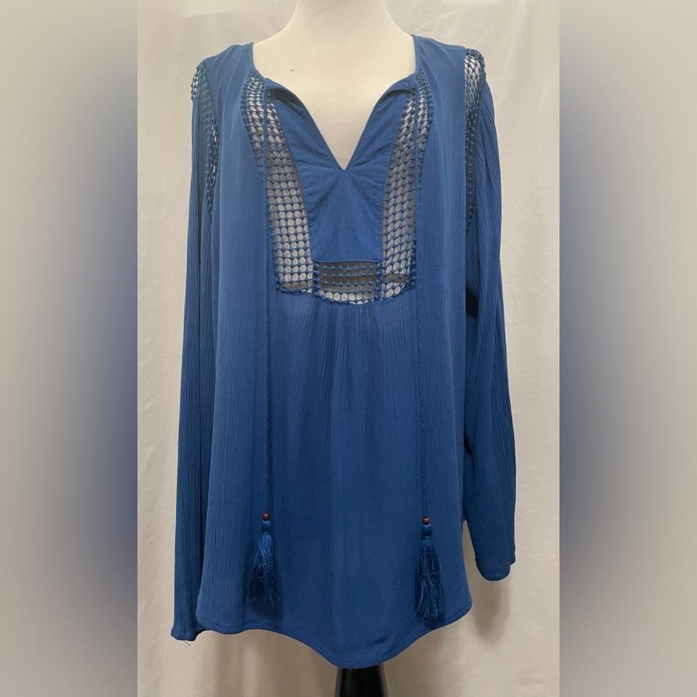 Joseph A. Women’s Blouse Shirt Top Long Sleeves Blue Size XL